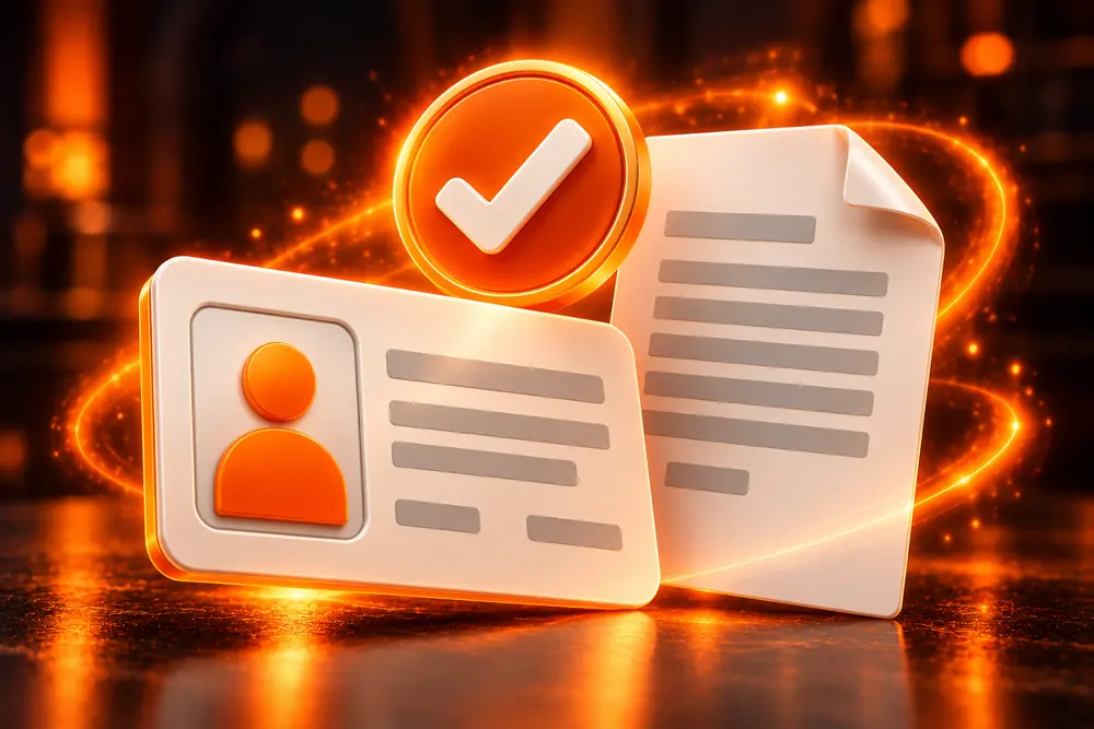 Identiteitskaart en document met vinkje