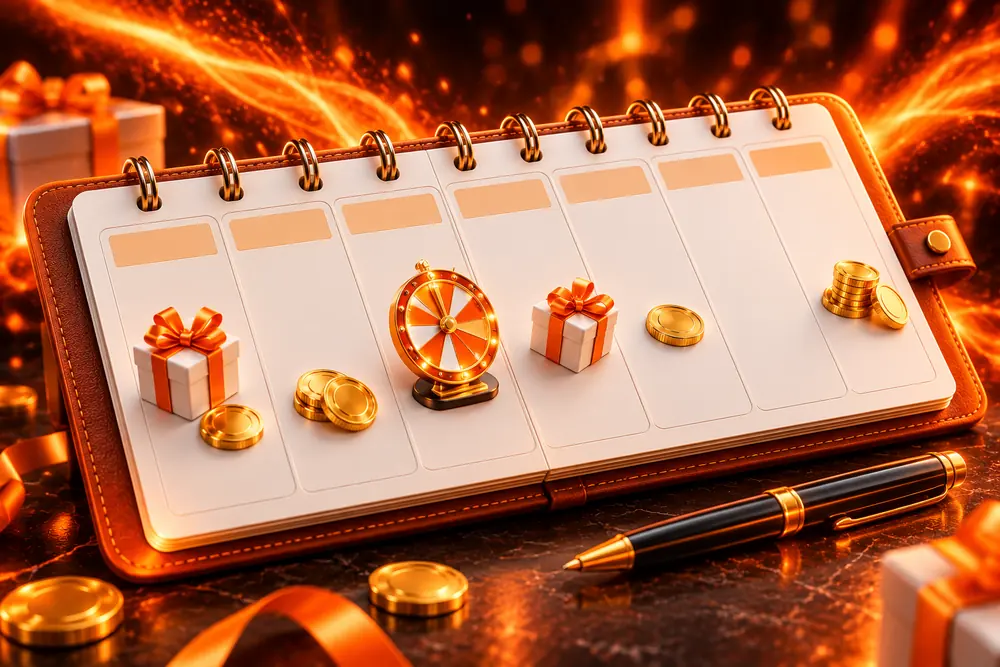 Weekplanner met cadeaus en munten