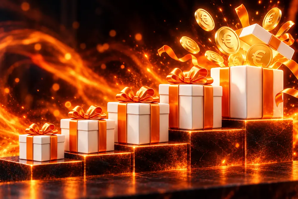 Vijf cadeaus die als trap omhoog lopen